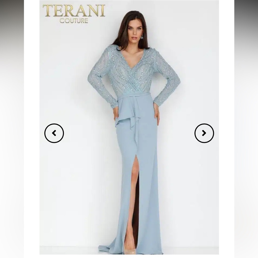 Terani Couture Mermaid Ruffle Dress With Long Sleeves- 231M0353